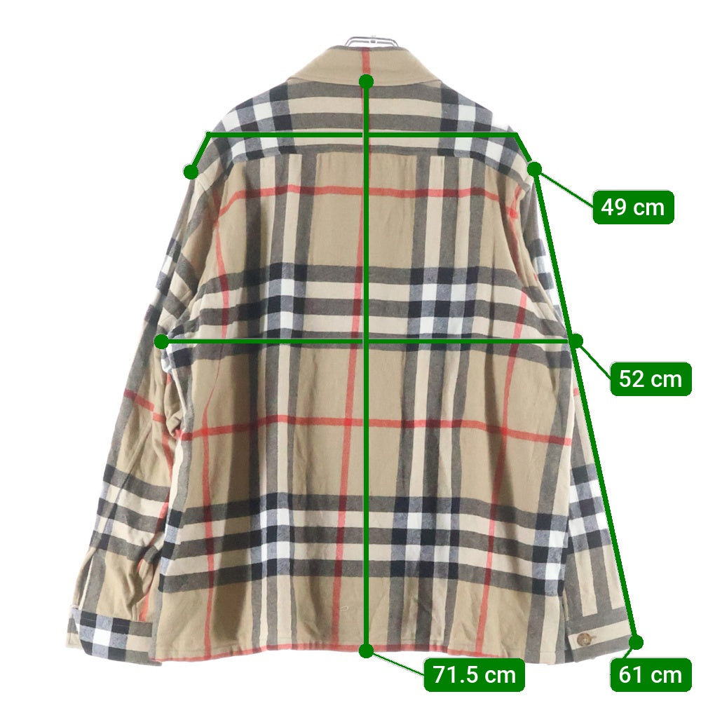 BURBERRY(バーバリー) 22AW VINTAGE CHECK BUTTON FRONT SHIRT ノバチェック柄 ボタンフロント ダブルポケット ウール 長袖シャツ ブラウン 8058584
