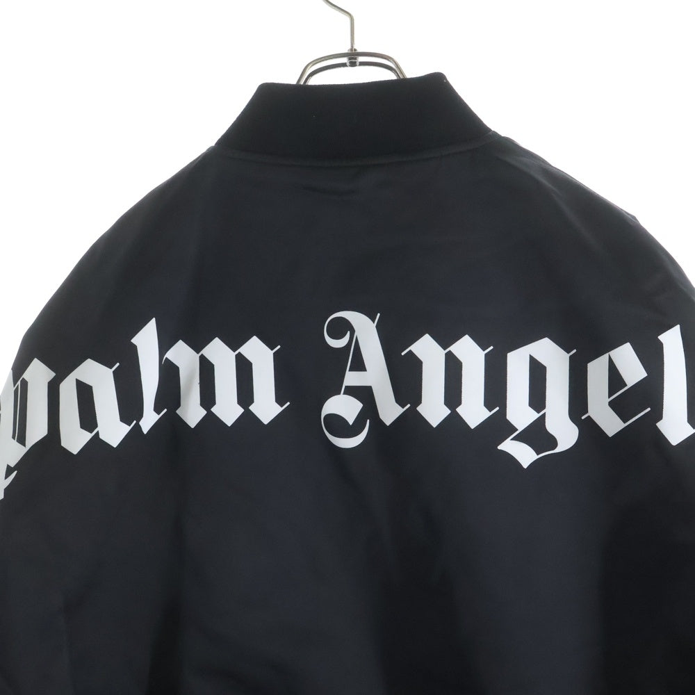 Palm Angels(パームエンジェルス) LOGO OVER BOMBER JACKET バックエンブロイダリー ジップアップ ボンバージャケット ブラック PMEH002E20FAB001