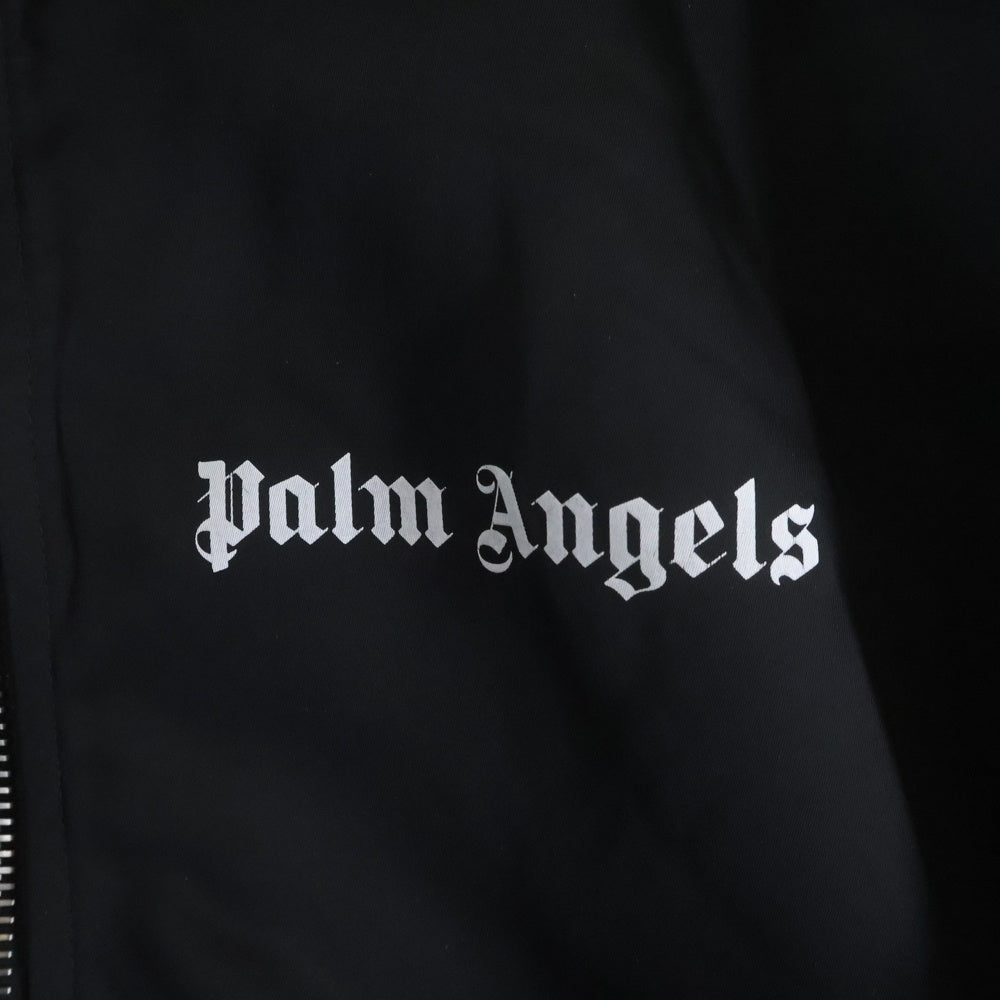 Palm Angels(パームエンジェルス) LOGO OVER BOMBER JACKET バックエンブロイダリー ジップアップ ボンバージャケット ブラック PMEH002E20FAB001