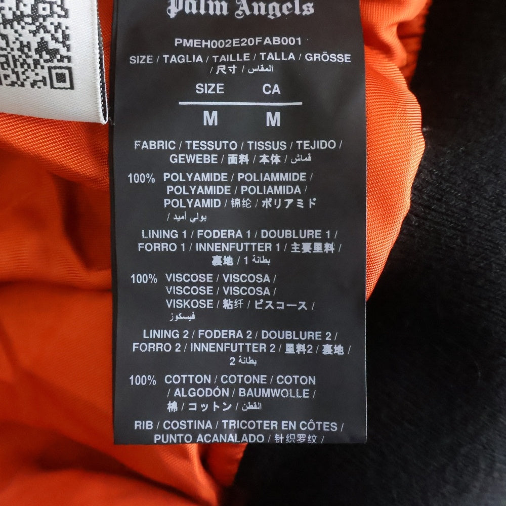Palm Angels(パームエンジェルス) LOGO OVER BOMBER JACKET バックエンブロイダリー ジップアップ ボンバージャケット ブラック PMEH002E20FAB001