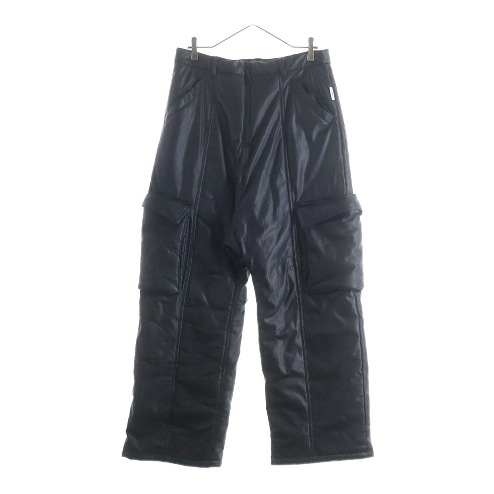 BASICKS(ベイシックス) PU LEATHER CARGO PANTS ジップフライ フェイクレザーカーゴパンツ ブラック