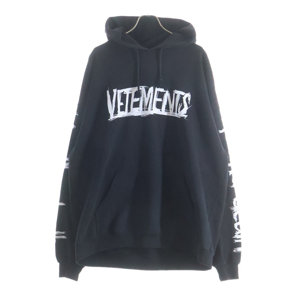 VETEMENTS(ヴェトモン) 21AW WORLD TOUR LOGO HOODIE ワールドツアー ロゴプリント フーディー プルオーバーパーカー ブラック UA52TR910W