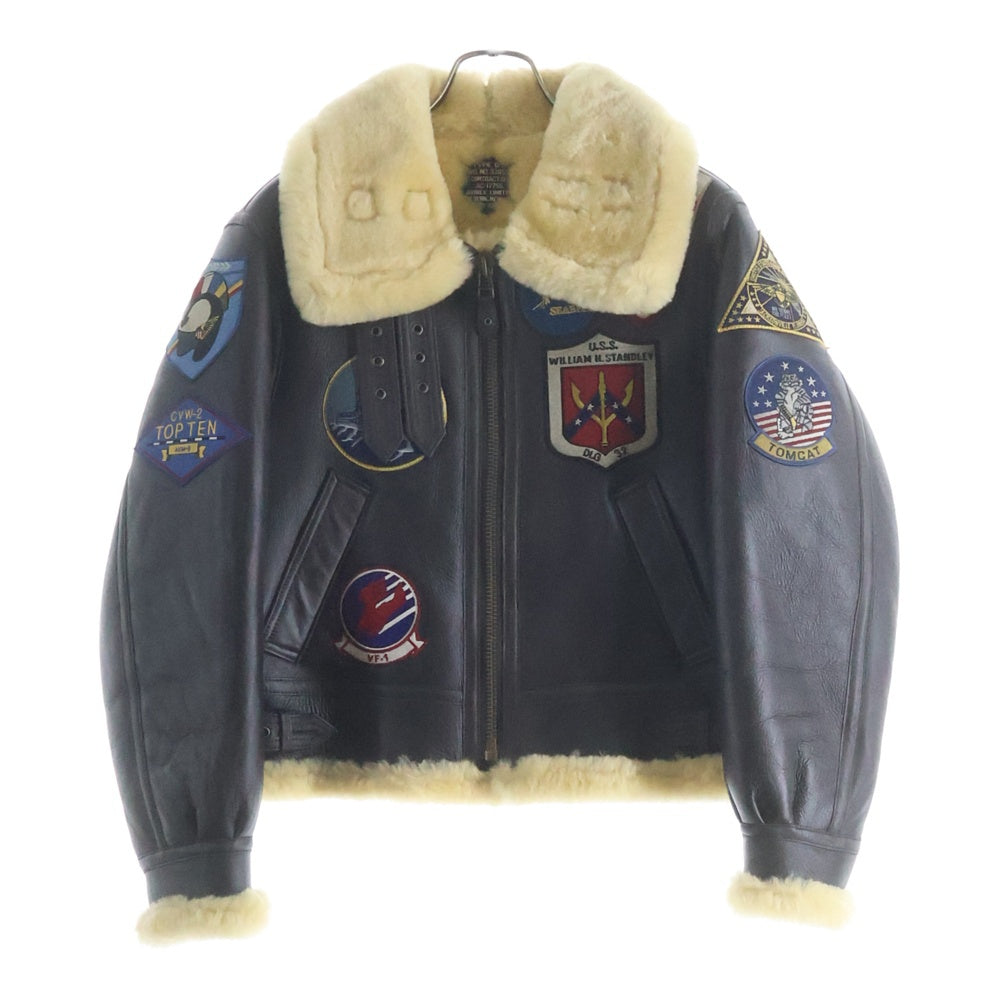 AVIREX(アヴィレックス) TOP GUN B-3 トップガン カウレザー ムートンジャケット ブラウン 6111040