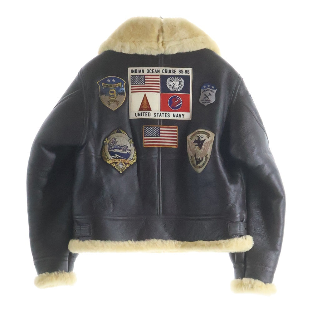 AVIREX(アヴィレックス) TOP GUN B-3 トップガン カウレザー ムートンジャケット ブラウン 6111040