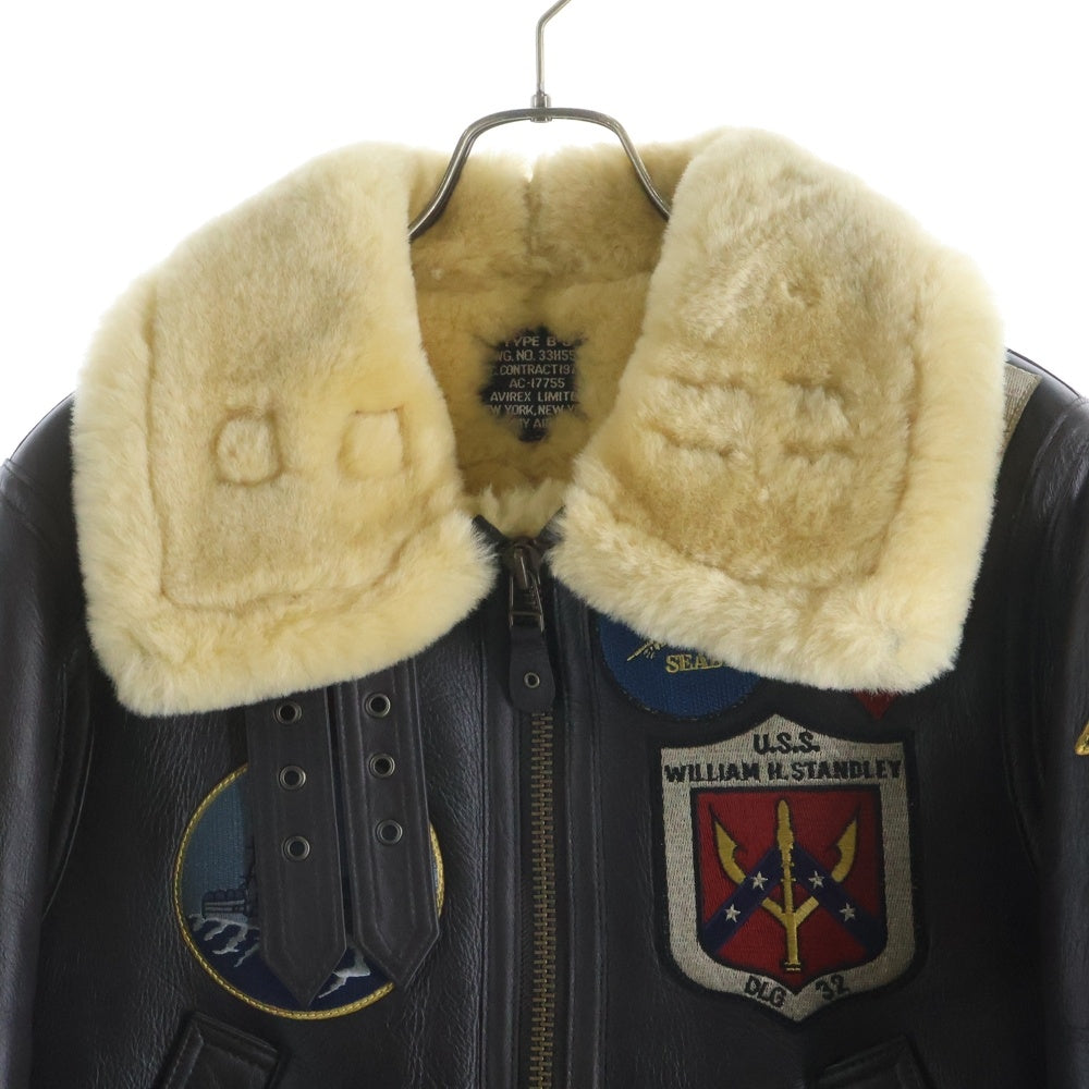 AVIREX(アヴィレックス) TOP GUN B-3 トップガン カウレザー ムートンジャケット ブラウン 6111040