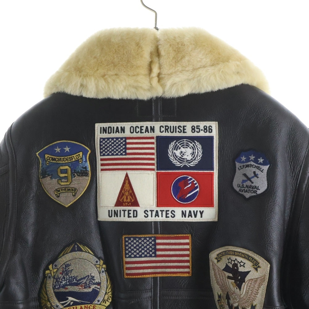 AVIREX(アヴィレックス) TOP GUN B-3 トップガン カウレザー ムートンジャケット ブラウン 6111040