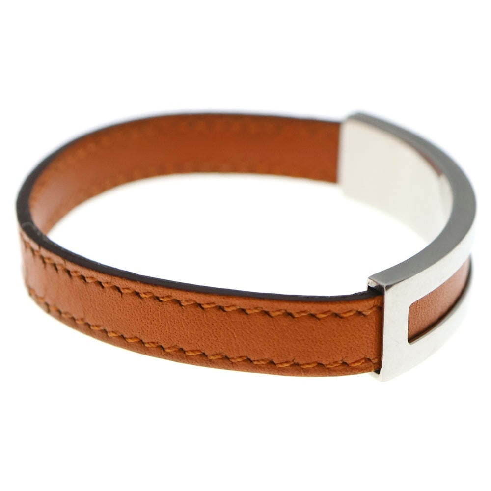 HERMES(エルメス) □I刻印 プスプス シルバー金具 レザー ブレスレット バングル シルバー/ブラウン レディース