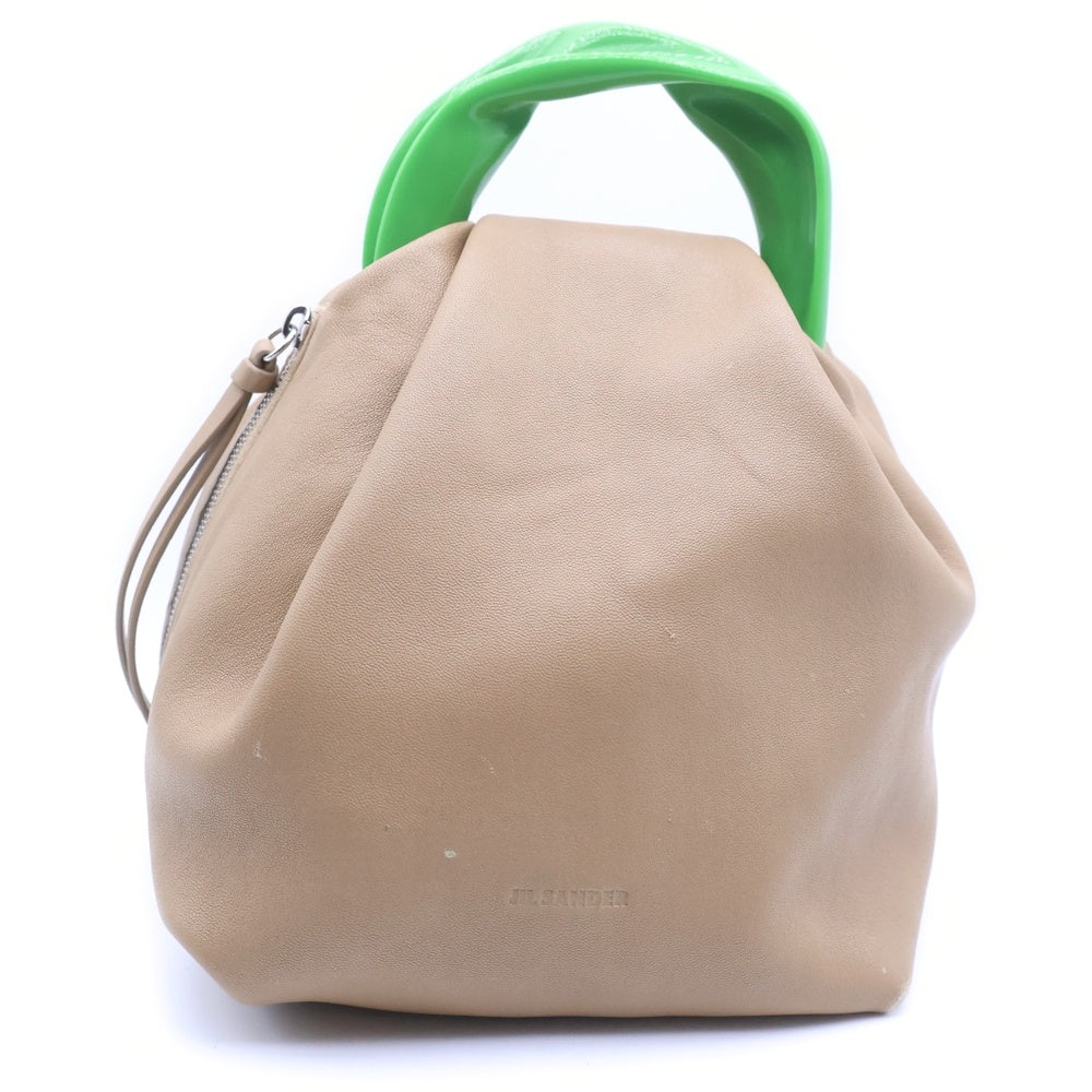 JIL SANDER(ジルサンダー) SOFT LEATHER HAND BAG ソフトレザー ハンドバッグ ブラウン/グリーン レディース