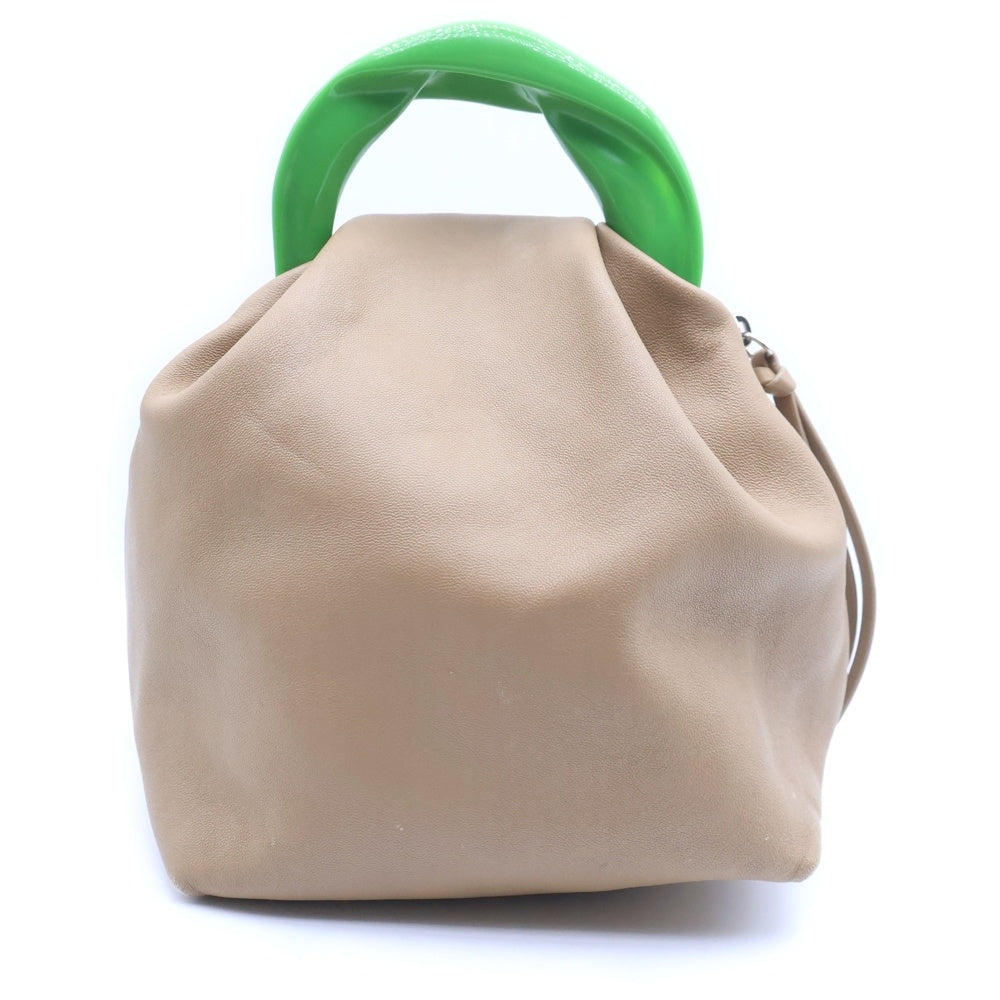 JIL SANDER(ジルサンダー) SOFT LEATHER HAND BAG ソフトレザー ハンドバッグ ブラウン/グリーン レディース