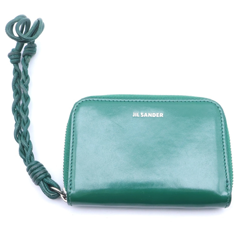 JIL SANDER(ジルサンダー) ZIP AROUND WALLET SMALL ジップアラウンド レザーコンパクトウォレット コインパース 財布 グリーン レディース