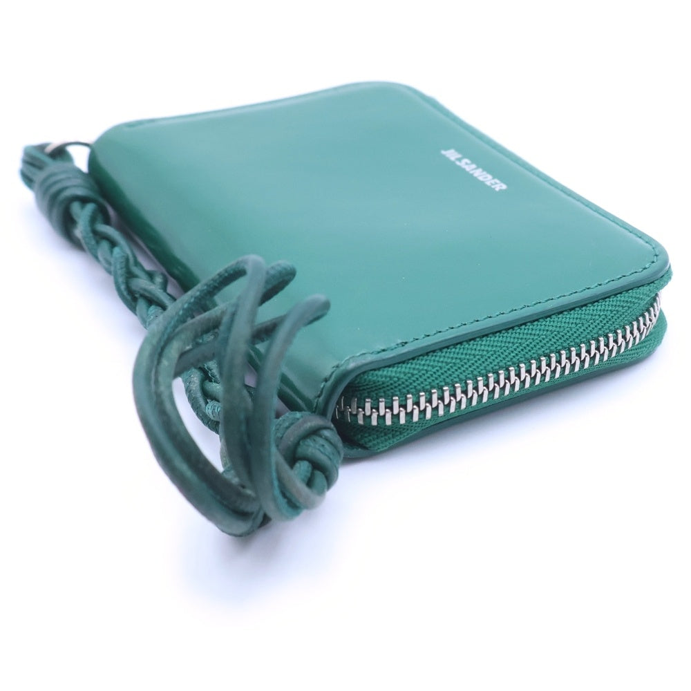JIL SANDER(ジルサンダー) ZIP AROUND WALLET SMALL ジップアラウンド レザーコンパクトウォレット コインパース 財布 グリーン レディース