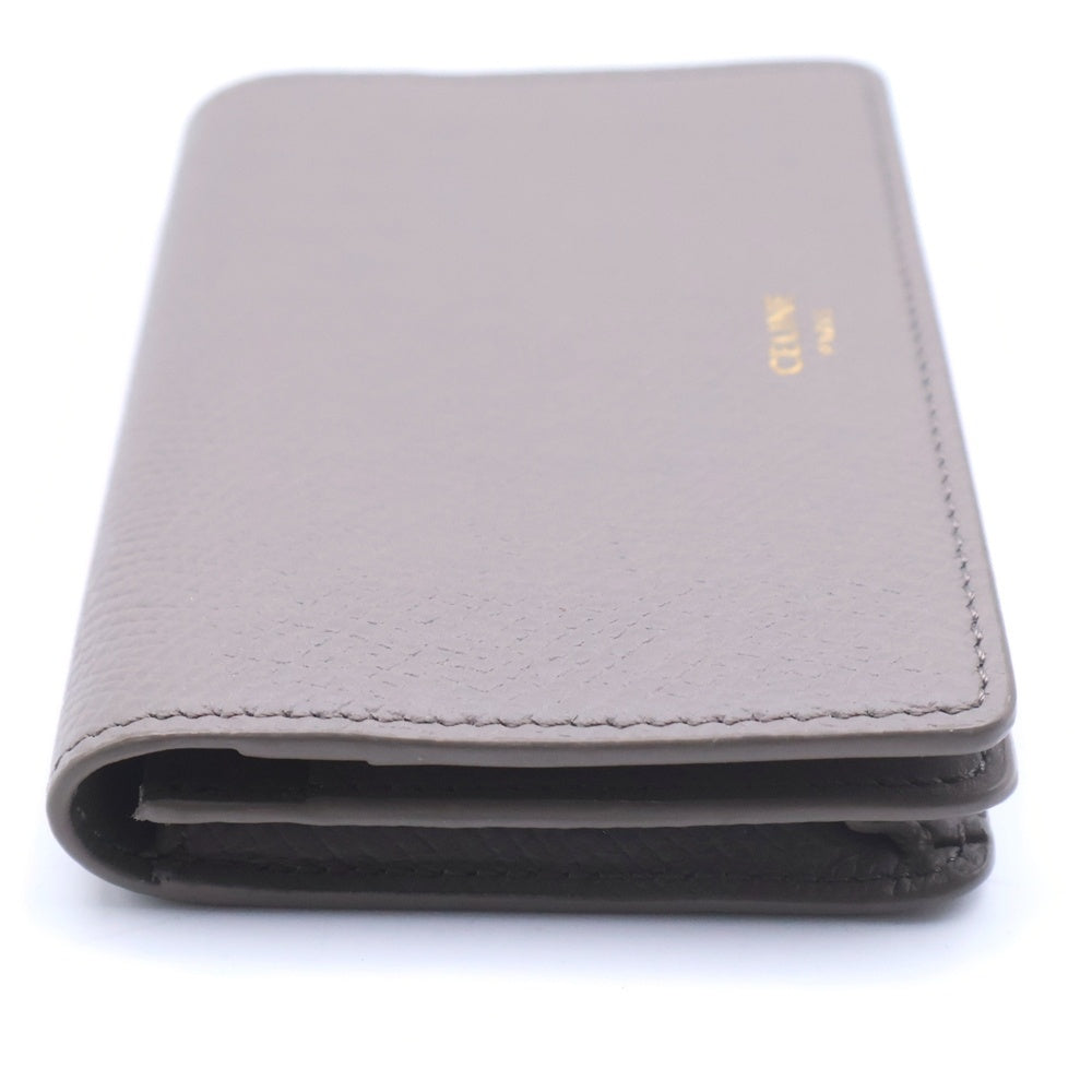 CELINE(セリーヌ) ビジネスカードホルダー グレインドカーフスキン レザーカードケース 名刺入れ グレー レディース