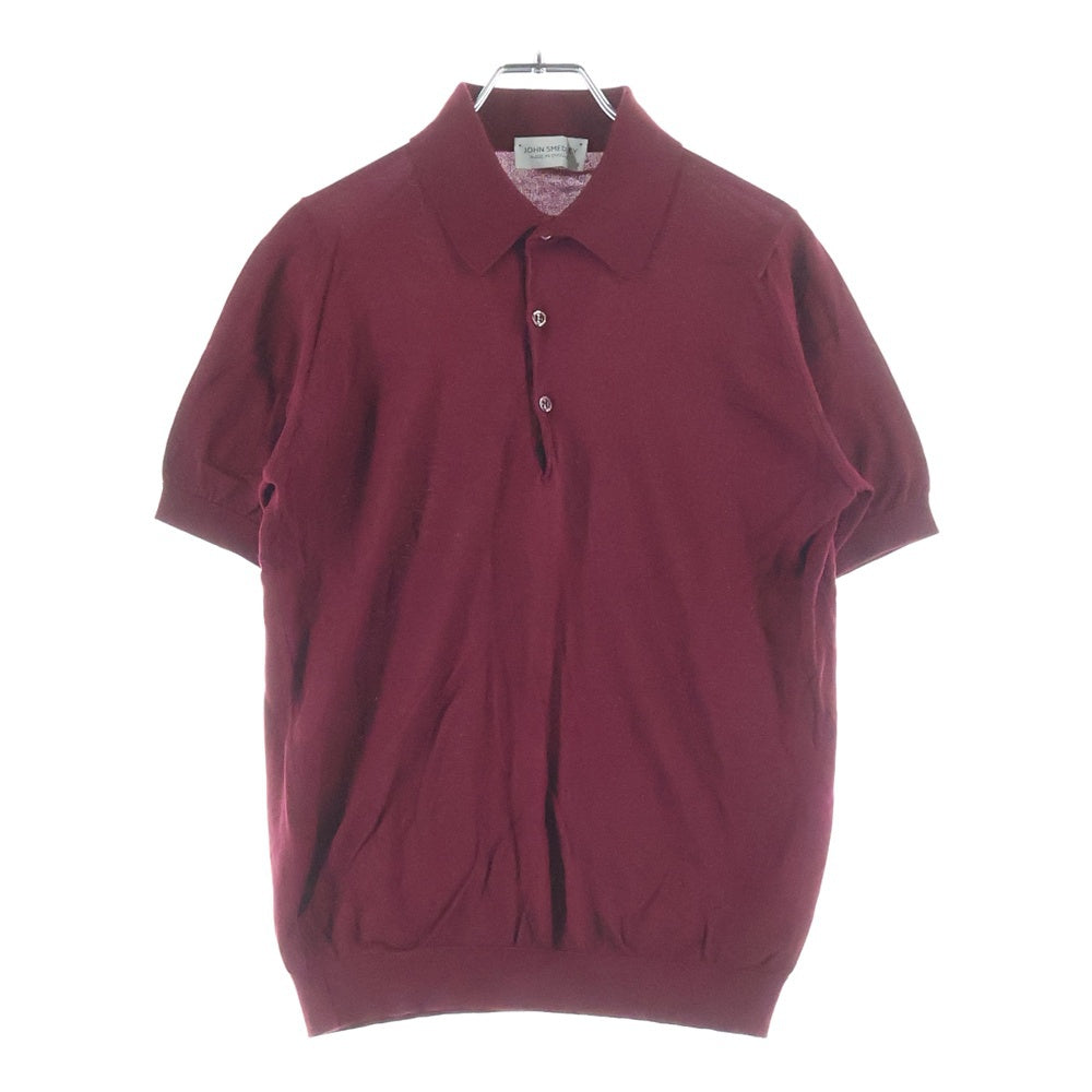 JOHN SMEDLEY(ジョンスメドレー) コットン 半袖ニットポロシャツ バーガンディー