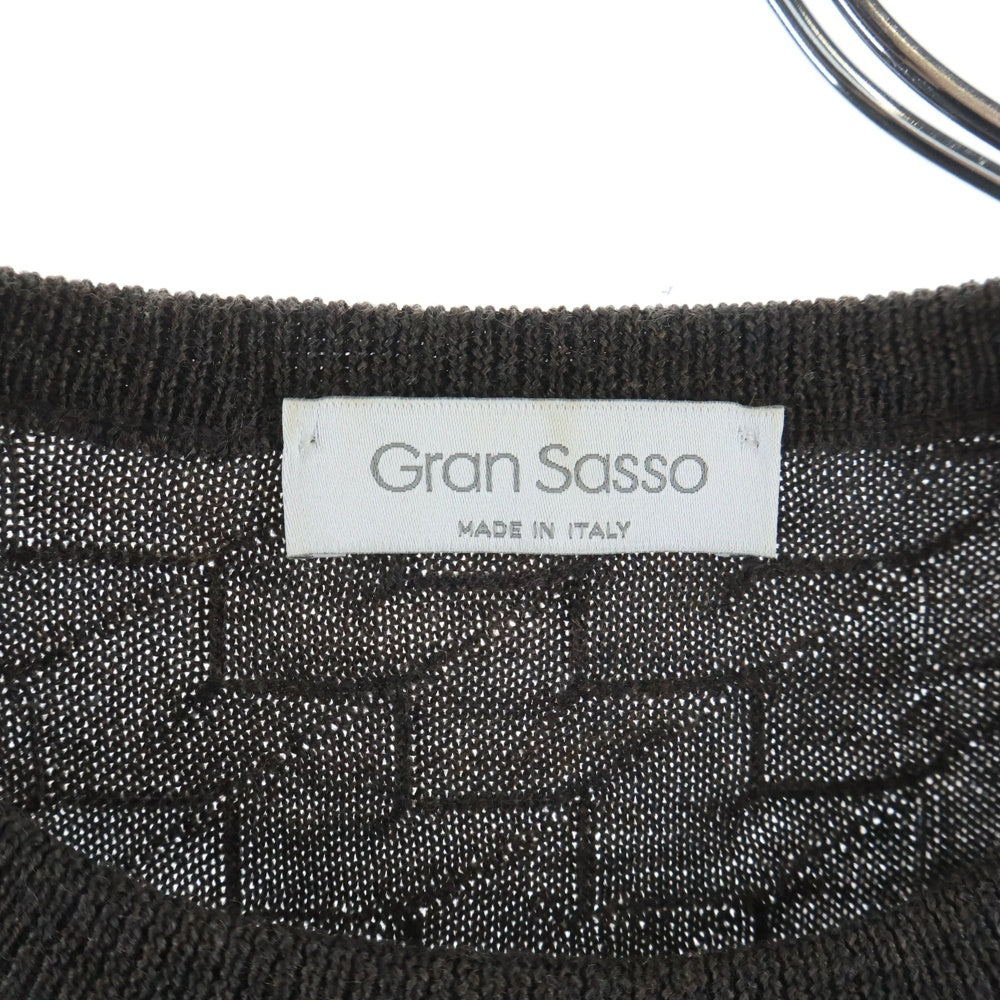 Gran Sasso(グランサッソ) ウール クルーネック 3Dニット セーター ブラウン