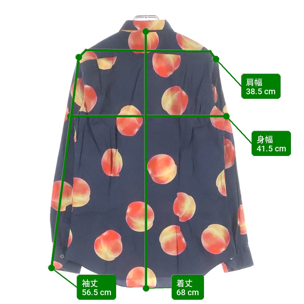 Paul Smith(ポールスミス) ピーチ総柄 コットン 長袖シャツ ブラック/ピンク PF-CR-51822