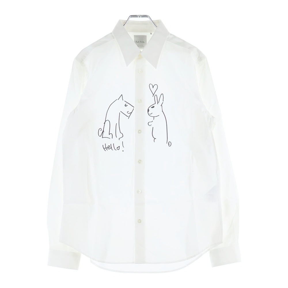 Paul Smith(ポールスミス) Drawn by Paul PRINT SHIRT 落書き フロントプリント 長袖シャツ ホワイト PA-CR-59664
