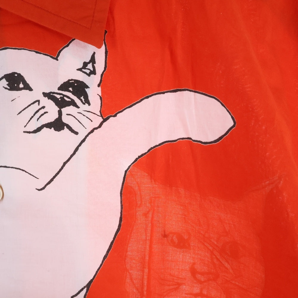 Paul Smith(ポールスミス) 猫総柄プリント コットン 長袖シャツ レッド/ホワイト PC-CR-51156