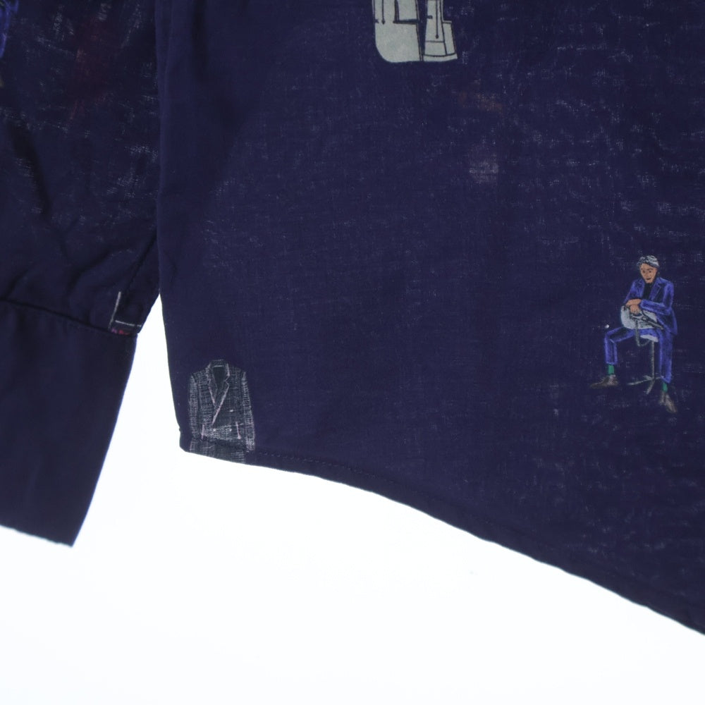 Paul Smith(ポールスミス) ARTSIT OBJECT L/S SHIRT アーティストオブジェクト 総柄 長袖シャツ ネイビー