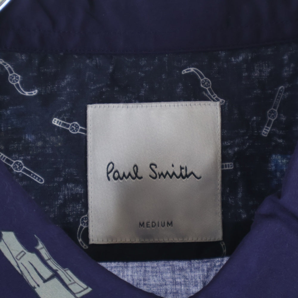 Paul Smith(ポールスミス) ARTSIT OBJECT L/S SHIRT アーティストオブジェクト 総柄 長袖シャツ ネイビー