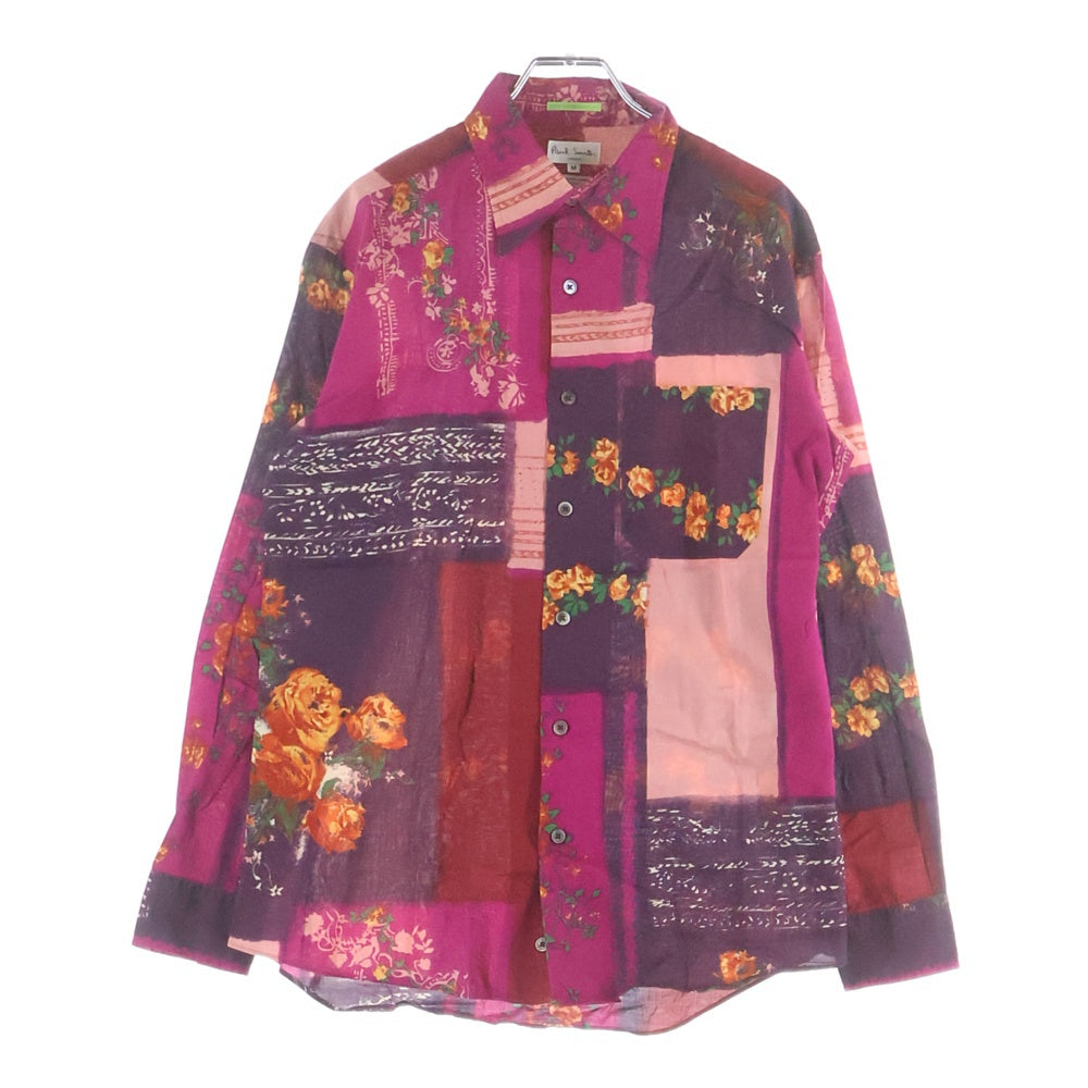 Paul Smith(ポールスミス) ブロックパターン 花柄 長袖シャツ ピンク