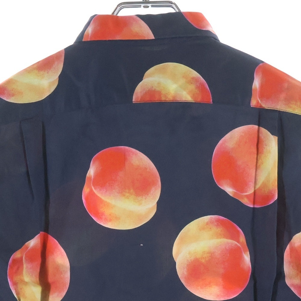 Paul Smith(ポールスミス) ピーチ総柄 コットン 長袖シャツ ブラック/ピンク PF-CR-51822