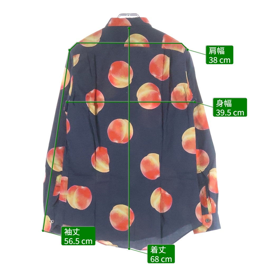 Paul Smith(ポールスミス) ピーチ総柄 コットン 長袖シャツ ブラック/ピンク PF-CR-51822