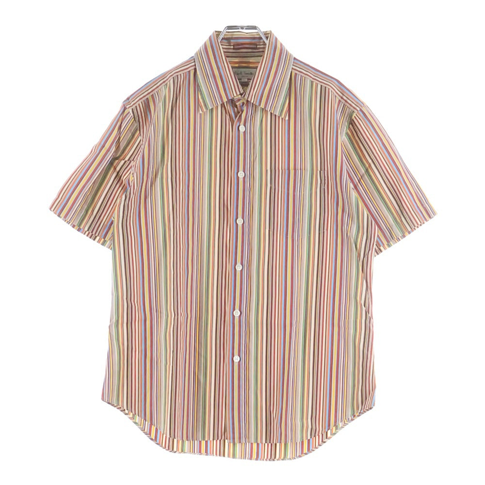 Paul Smith(ポールスミス) マルチストライプデザイン ウィングカラー 半袖シャツ マルチカラー