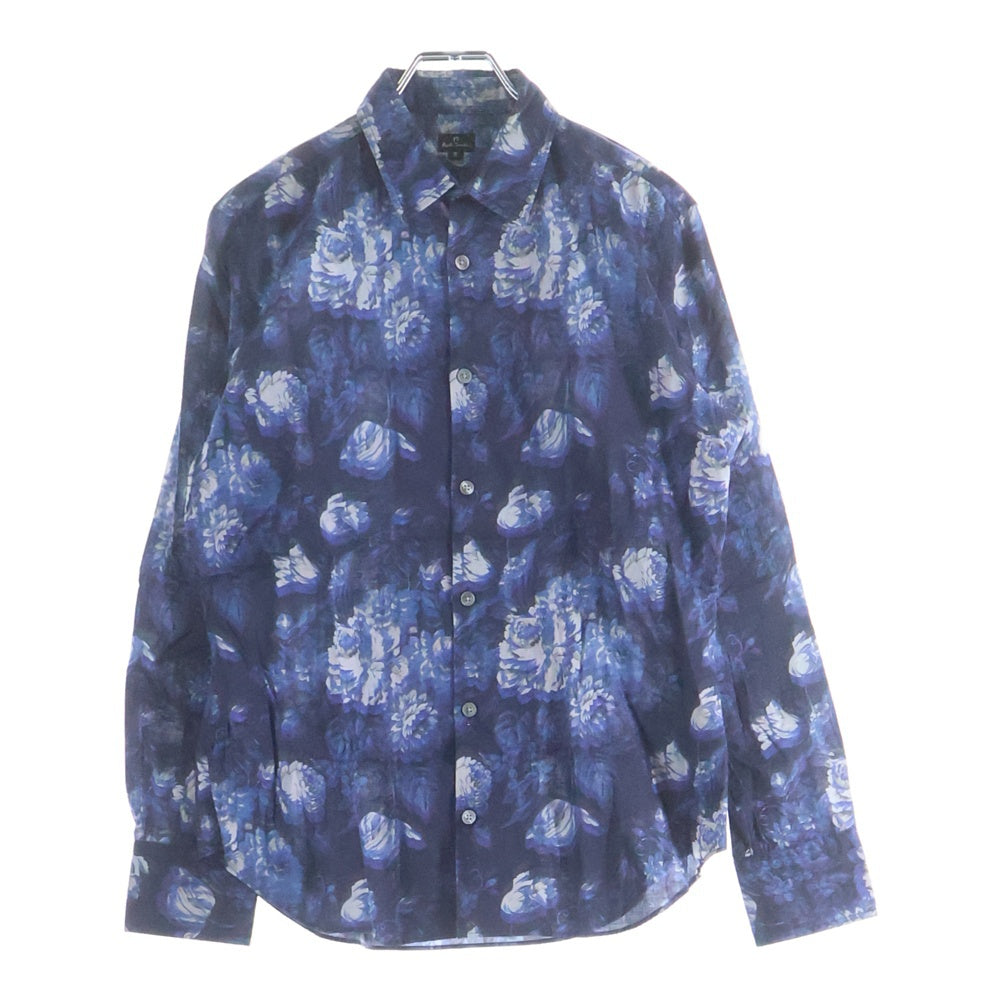 Paul Smith(ポールスミス) フローラルデザイン ウィングカラー 長袖シャツ ブルー