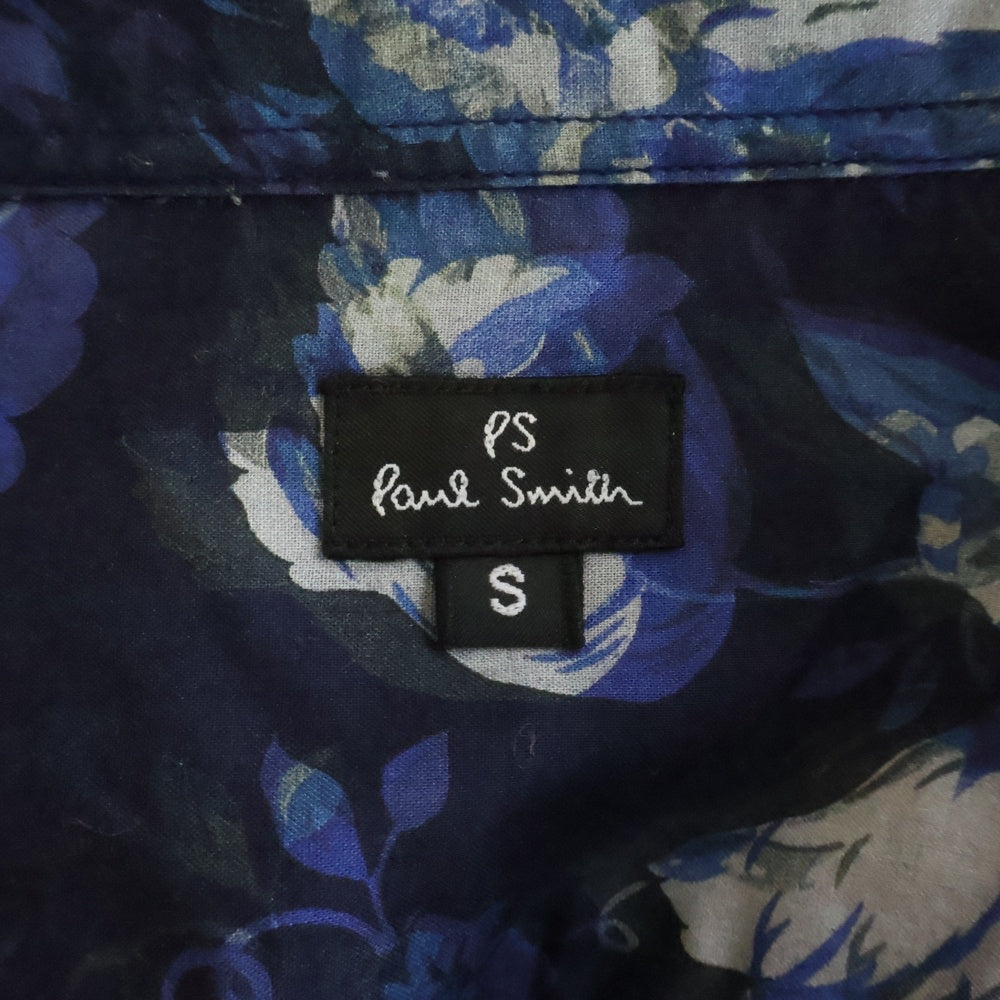 Paul Smith(ポールスミス) フローラルデザイン ウィングカラー 長袖シャツ ブルー