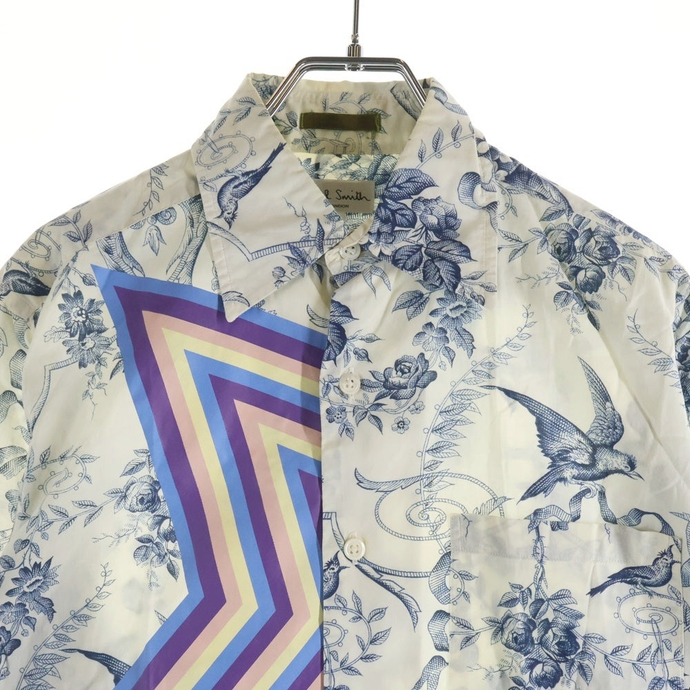 Paul Smith(ポールスミス) 花総柄 サイドスターデザイン 長袖シャツ ブルー