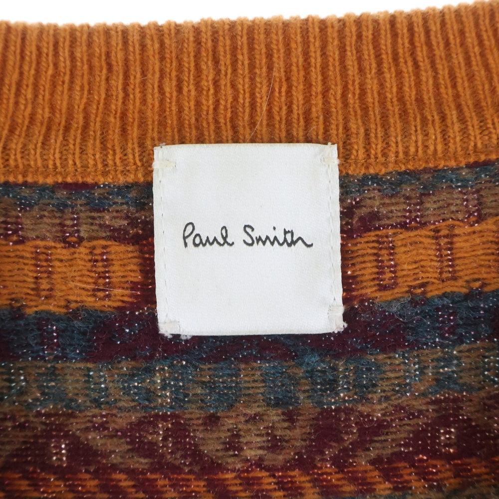 Paul Smith(ポールスミス) 総柄 Vネック ニットセーター ブラウン
