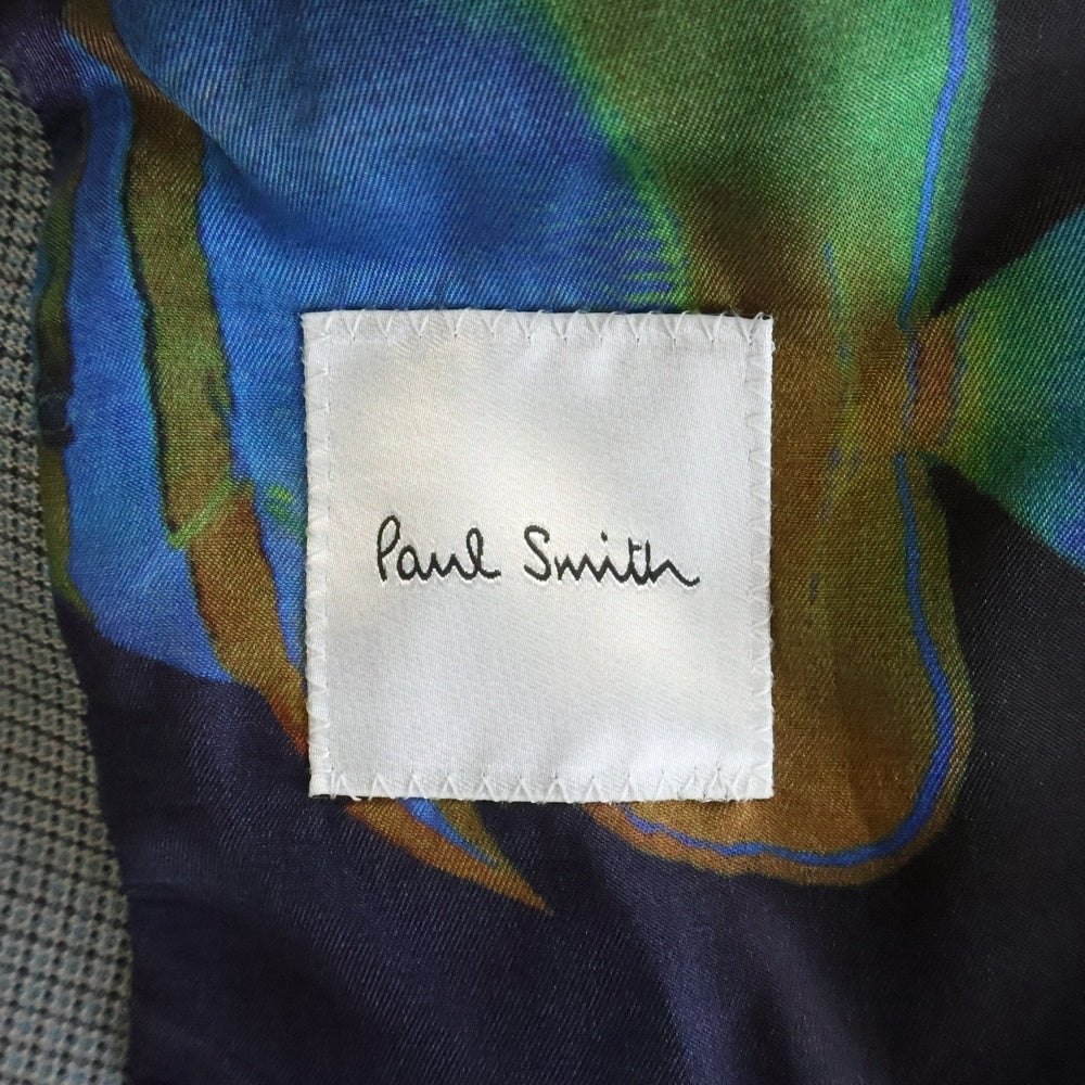 Paul Smith(ポールスミス) 裏地魚柄 チェック柄 ダブルテーラードジャケット グレー PF-IS-67328