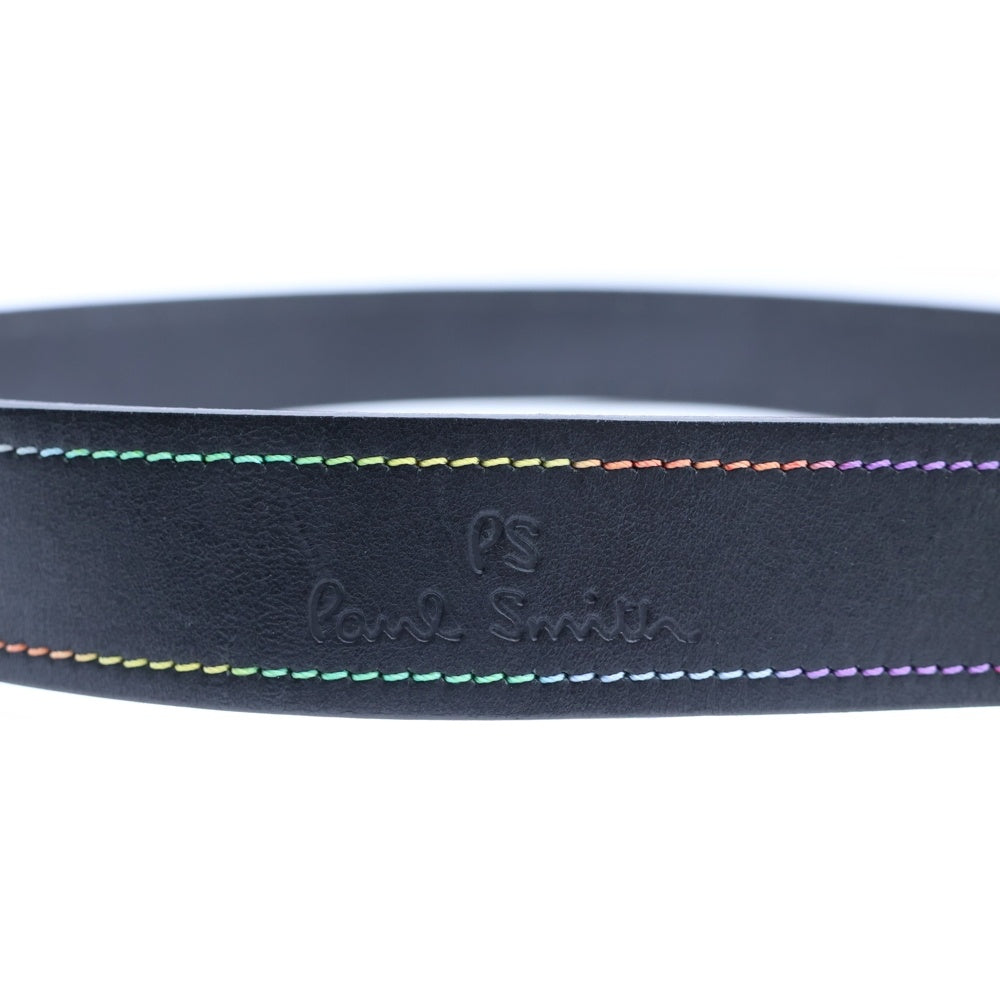Paul Smith(ポールスミス) カラフルバックル ステッチデザイン レザーベルト ブラック
