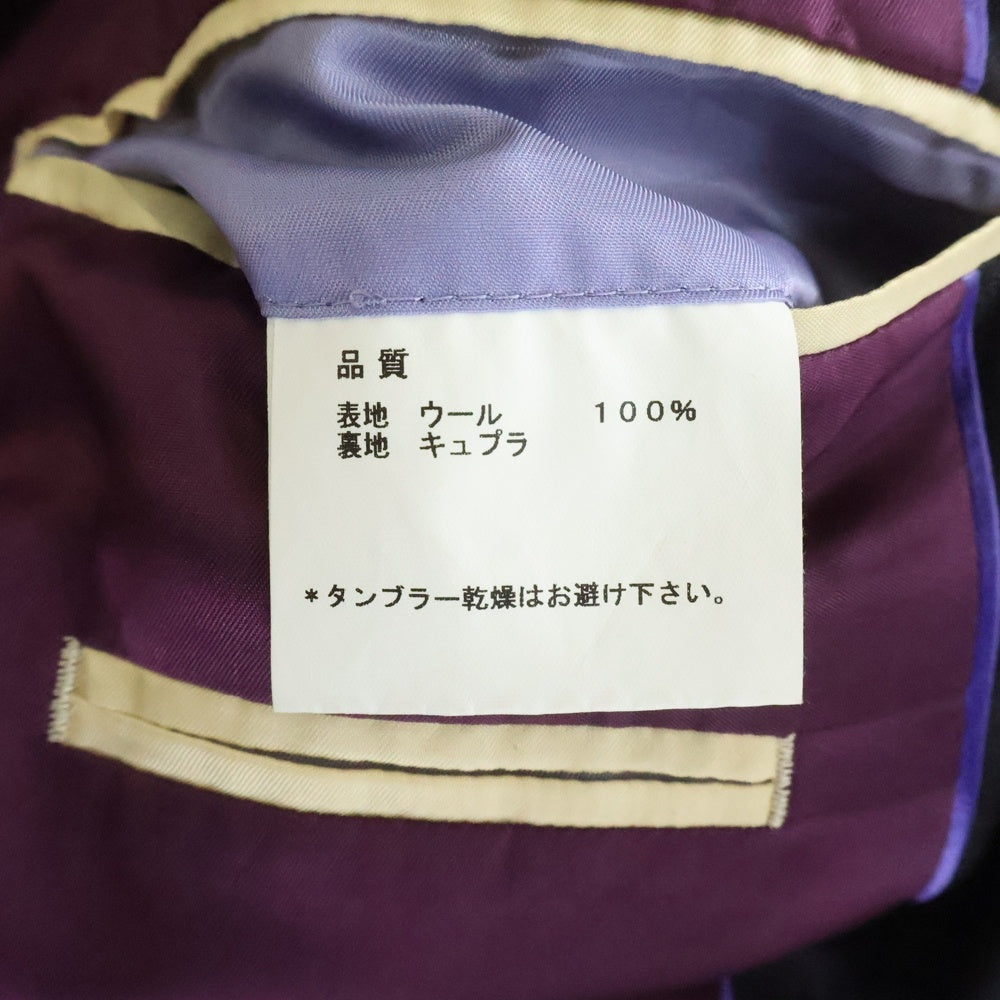 Paul Smith(ポールスミス) ×LORO PIANA ロロピアーナ ウール ストライプ 2Bシングルテーラードジャケット スラックスパンツ セットアップ ブラック PL-HK-65053