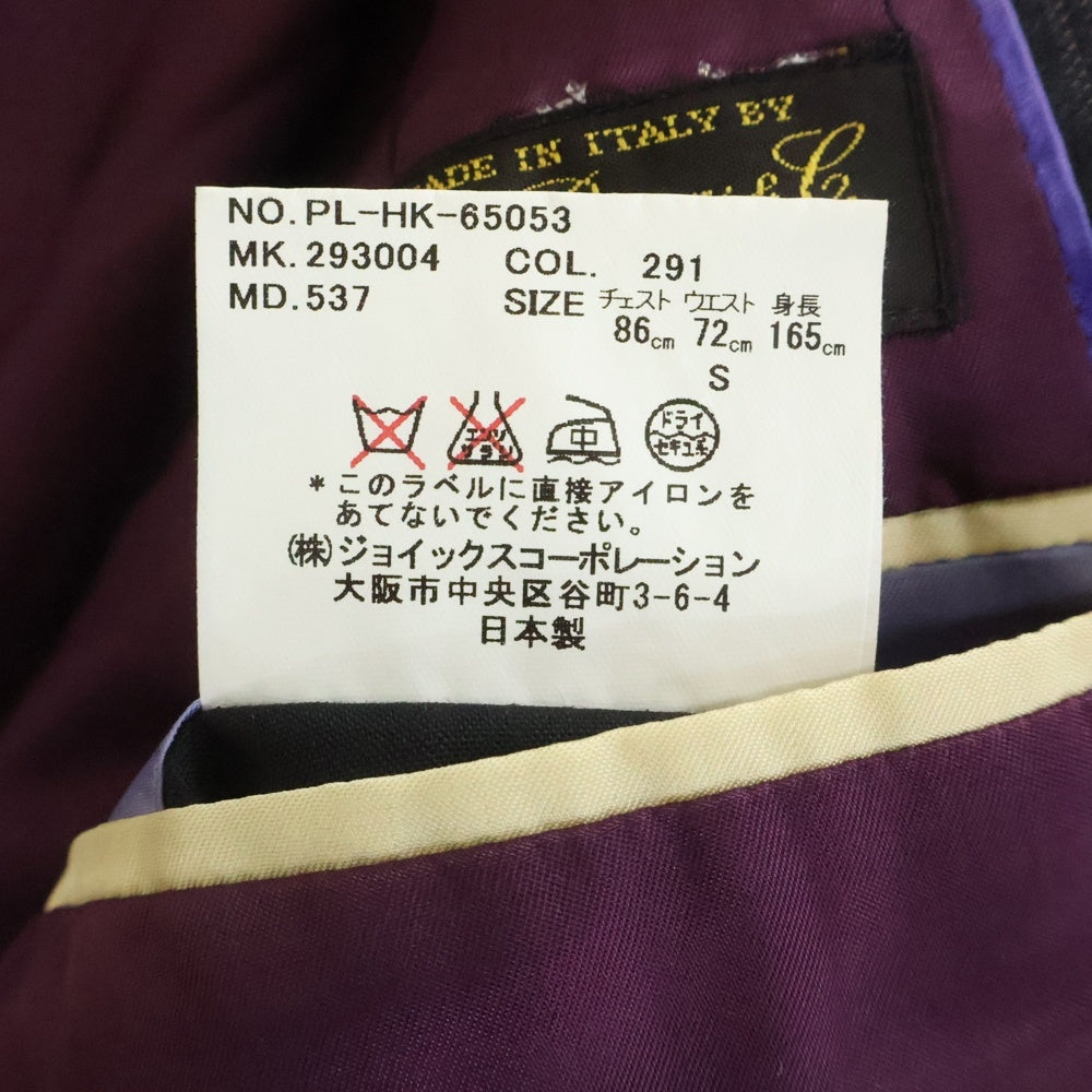 Paul Smith(ポールスミス) ×LORO PIANA ロロピアーナ ウール ストライプ 2Bシングルテーラードジャケット スラックスパンツ セットアップ ブラック PL-HK-65053