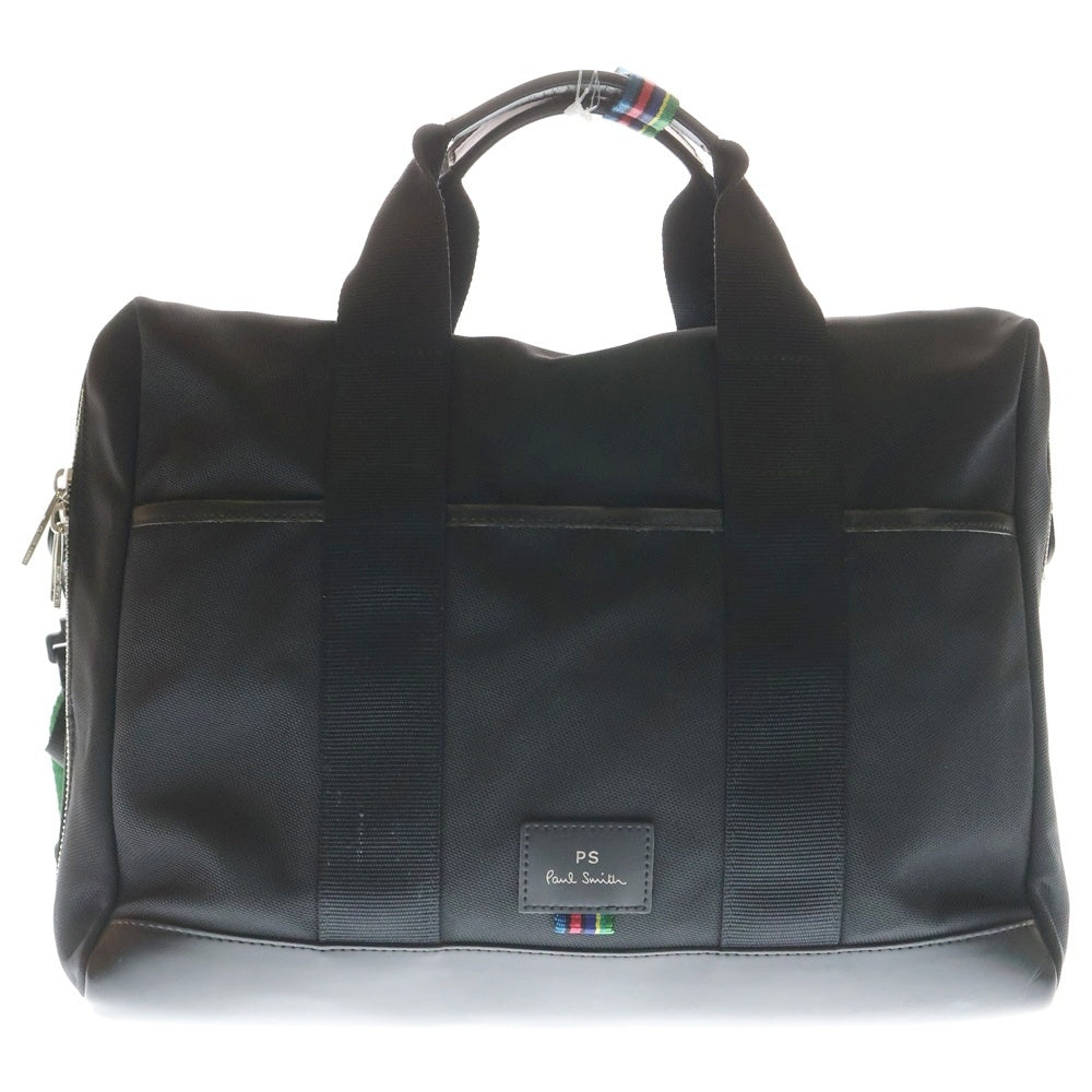 Paul Smith(ポールスミス) ロゴレザーパッチ ラウンドジップ ビジネスハンドバッグ ブラック