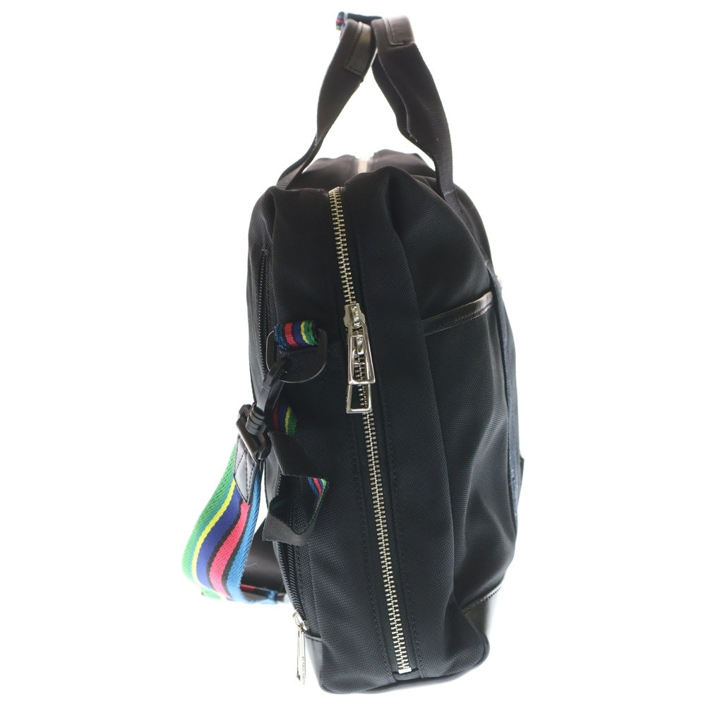 Paul Smith(ポールスミス) ロゴレザーパッチ ラウンドジップ ビジネスハンドバッグ ブラック