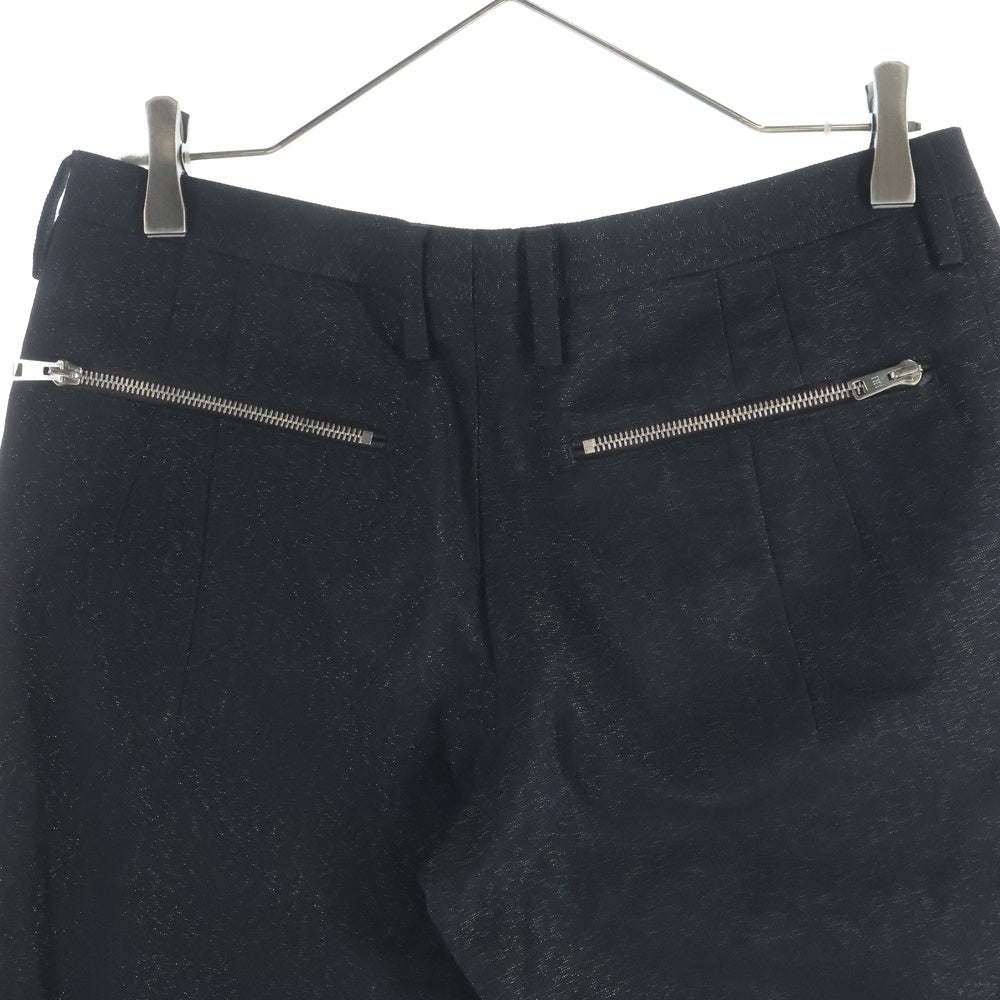 Paul Smith(ポールスミス) グリッター 裾サイドジップ ウール混 スラックスパンツ ブラック PM-HS-40709