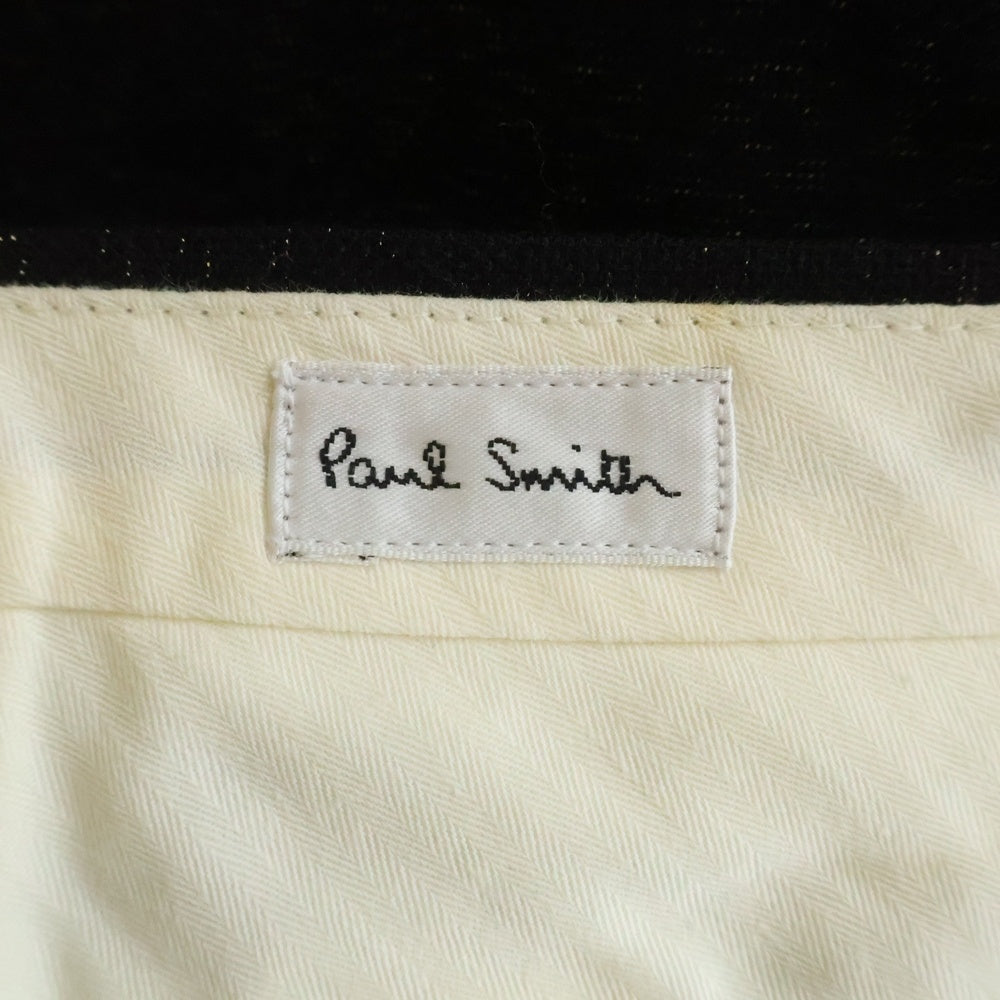 Paul Smith(ポールスミス) グリッター 裾サイドジップ ウール混 スラックスパンツ ブラック PM-HS-40709