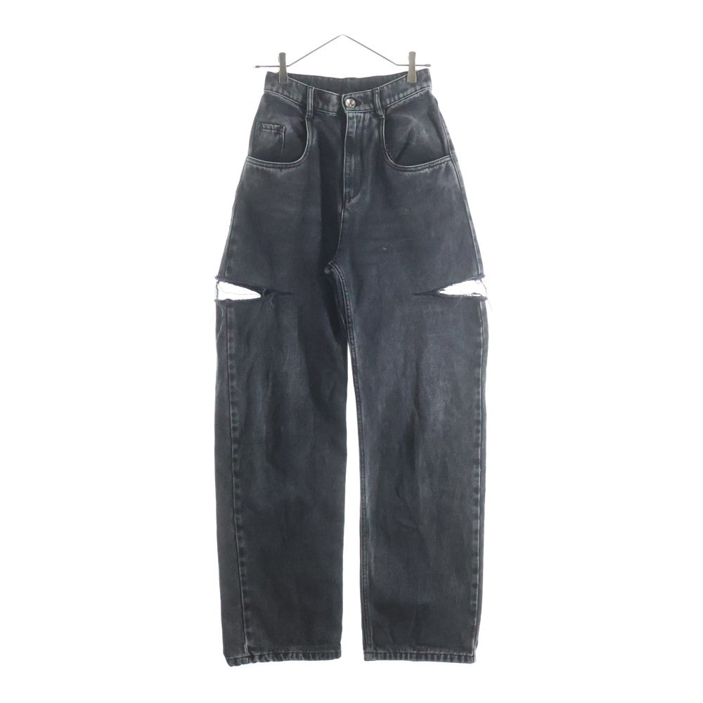 Maison Margiela(メゾンマルジェラ) 24AW スラッシュカットダメージ ジップフライ デニムパンツ ブラック レディース S51LA0051 S30743