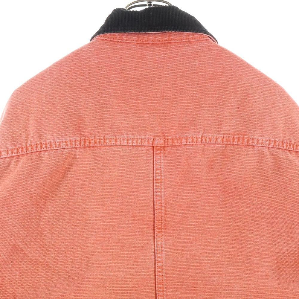 STUSSY(ステューシー) WASHED CANVAS SHOP JACKET ウォッシュド キャンバス ショップ ワークジャケット ピンク