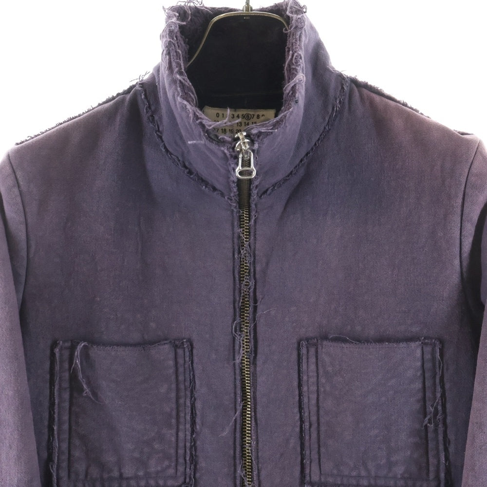 Maison Martin Margiela(メゾンマルタンマルジェラ) 02AW ここのえ期 裏地ボア ダメージ加工 4ポケット ジップアップ ハイネックジャケット パープル COMM.00311/0022