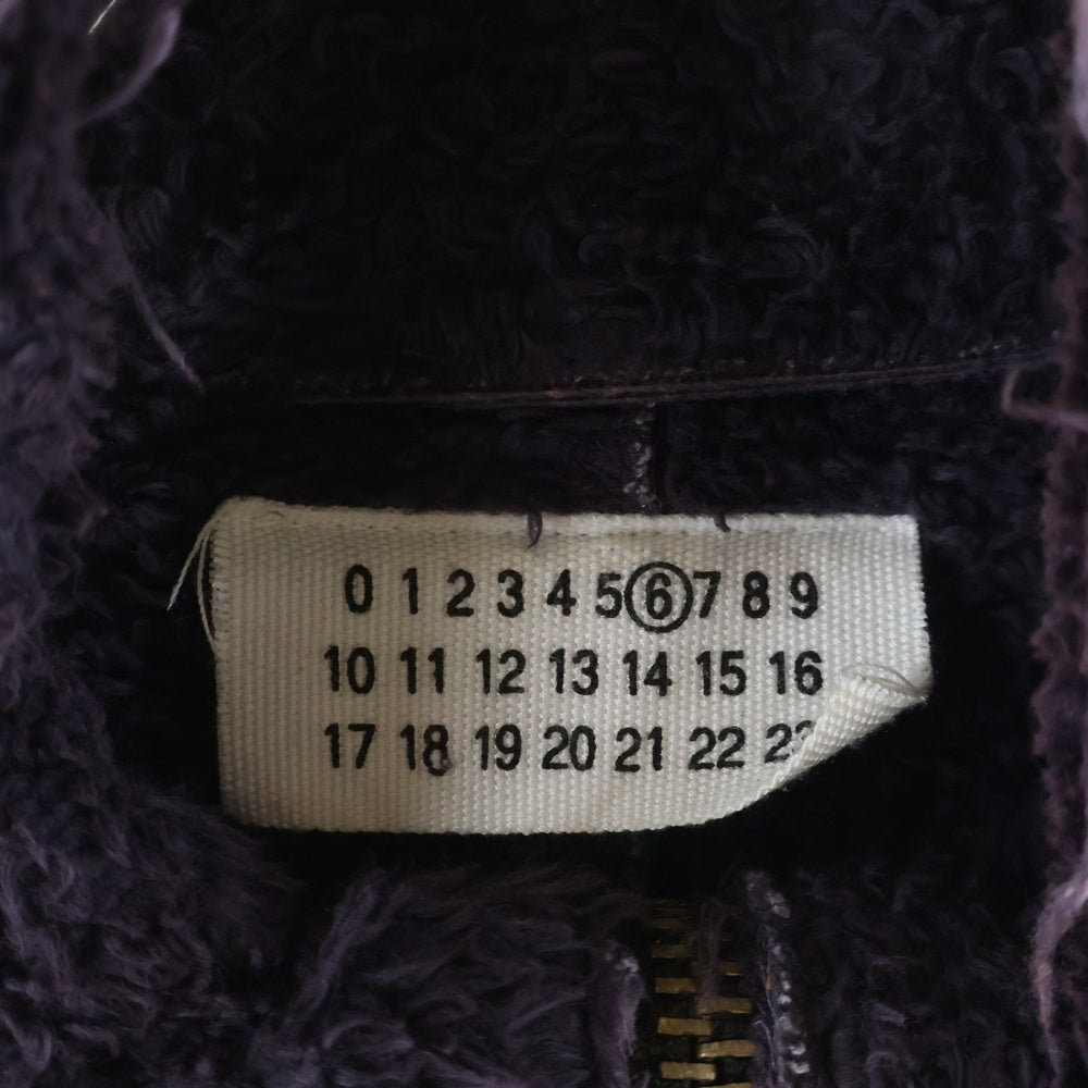 Maison Martin Margiela(メゾンマルタンマルジェラ) 02AW ここのえ期 裏地ボア ダメージ加工 4ポケット ジップアップ ハイネックジャケット パープル COMM.00311/0022