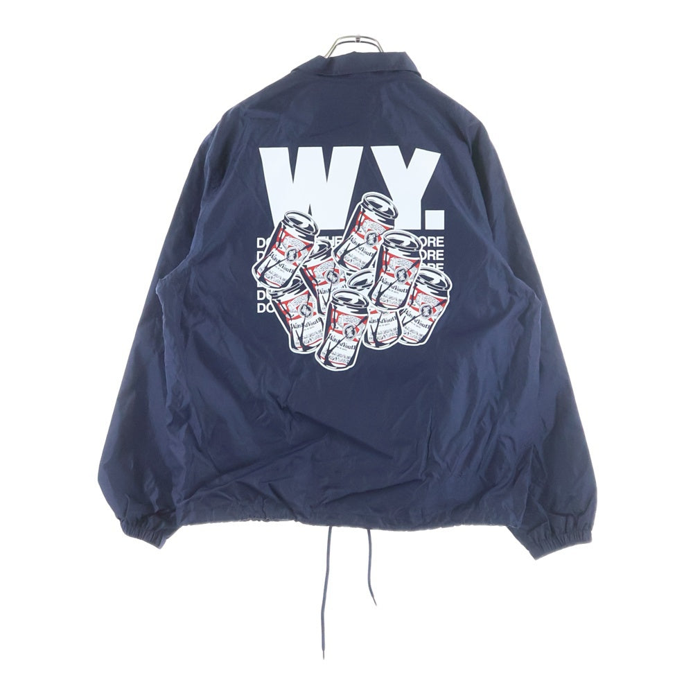 WASTED YOUTH(ウェイステッドユース) COACH JACKET 背面ロゴプリント ナイロンコーチジャケット ネイビー WY27JK001