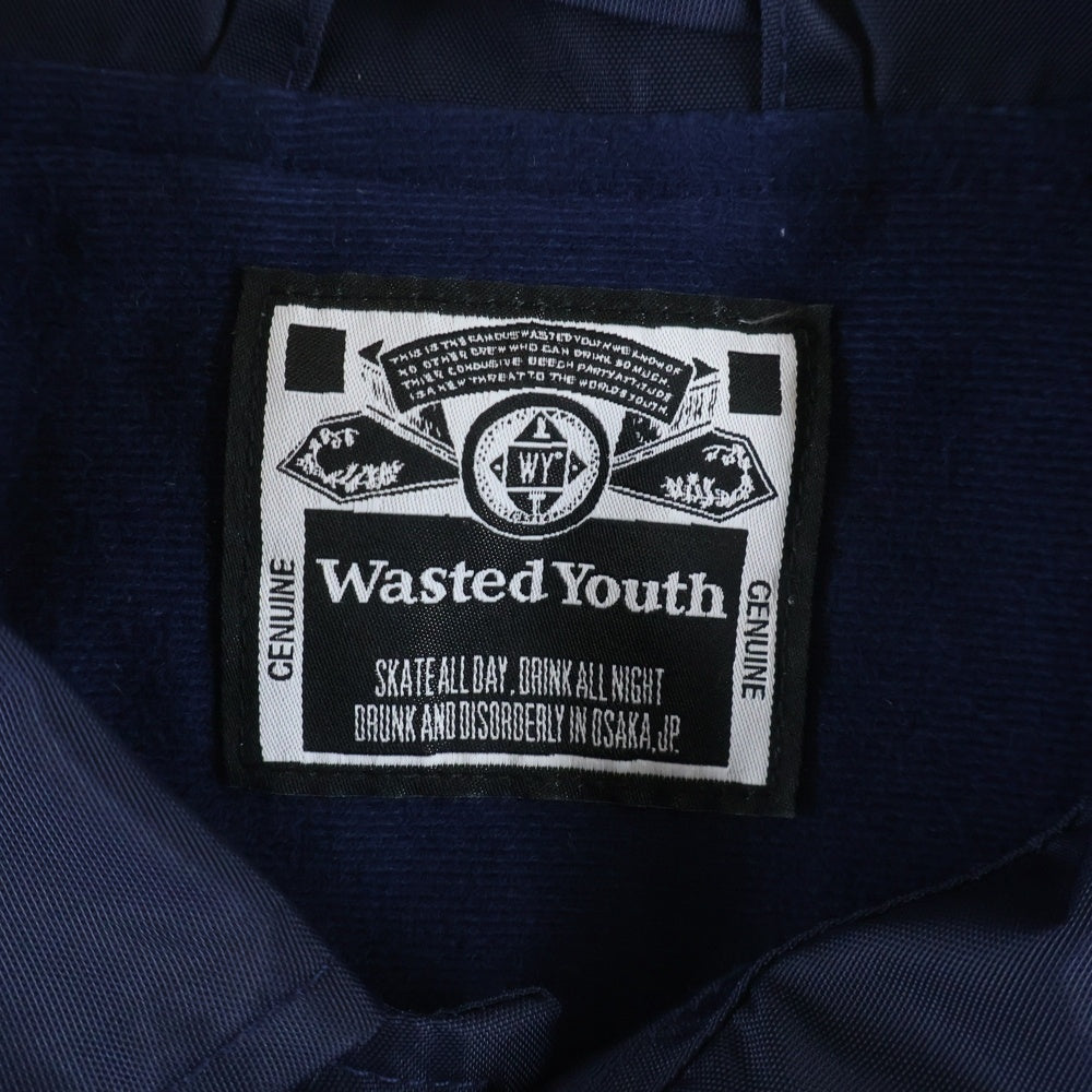 WASTED YOUTH(ウェイステッドユース) COACH JACKET 背面ロゴプリント ナイロンコーチジャケット ネイビー WY27JK001