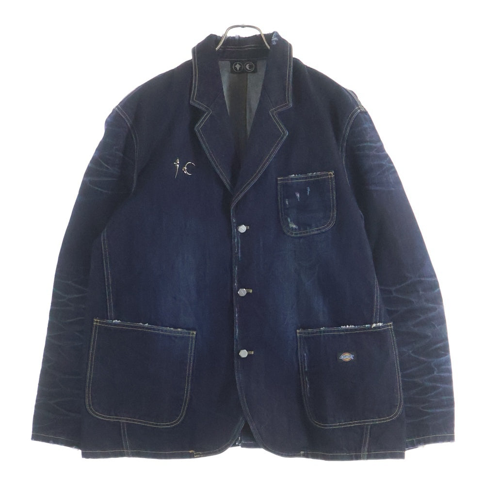 THUG CLUB(サグクラブ) ×DICKIES DENIM BLAZER ×ディッキーズ ボタンアップ デニムブレザー ブルー TC24DK0101-BLU