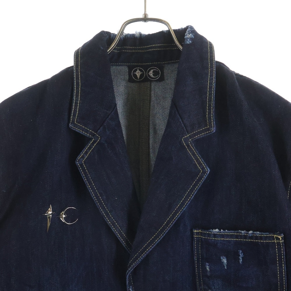 THUG CLUB(サグクラブ) ×DICKIES DENIM BLAZER ×ディッキーズ ボタンアップ デニムブレザー ブルー TC24DK0101-BLU