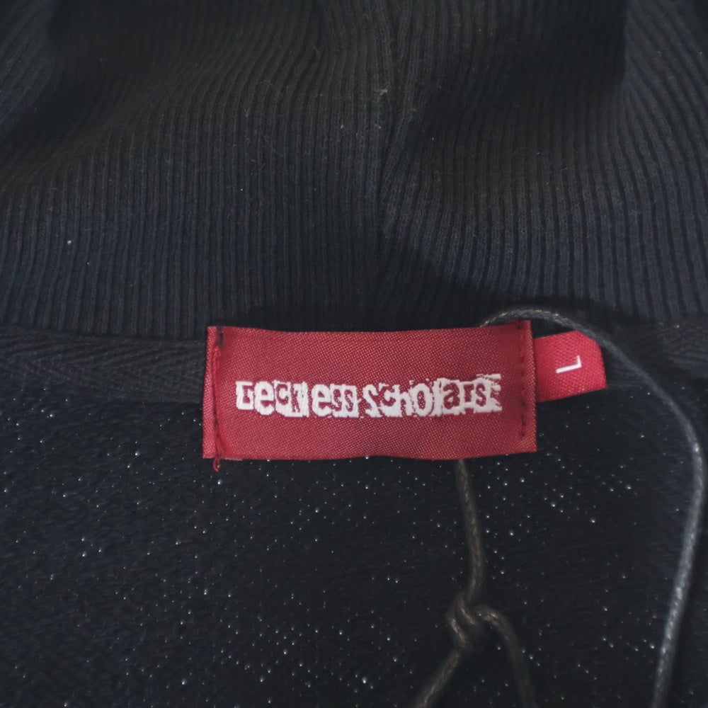RECKLESS SCHOLARS(レックレススカラーズ) STONEWASHED HOODIE レックレススカラーズ カンガルーポケット ストーンウオッシュド プルオーバースウェットパーカー ブラック/グレー