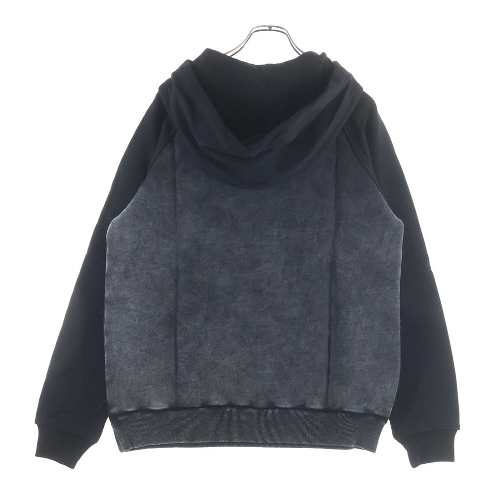 NO BRAND(ノーブランド) RECKLESS SCHOLARS STONEWASHED HOODIE レックレススカラーズ カンガルーポケット ストーンウオッシュド プルオーバースウェットパーカー グレー/ブラック