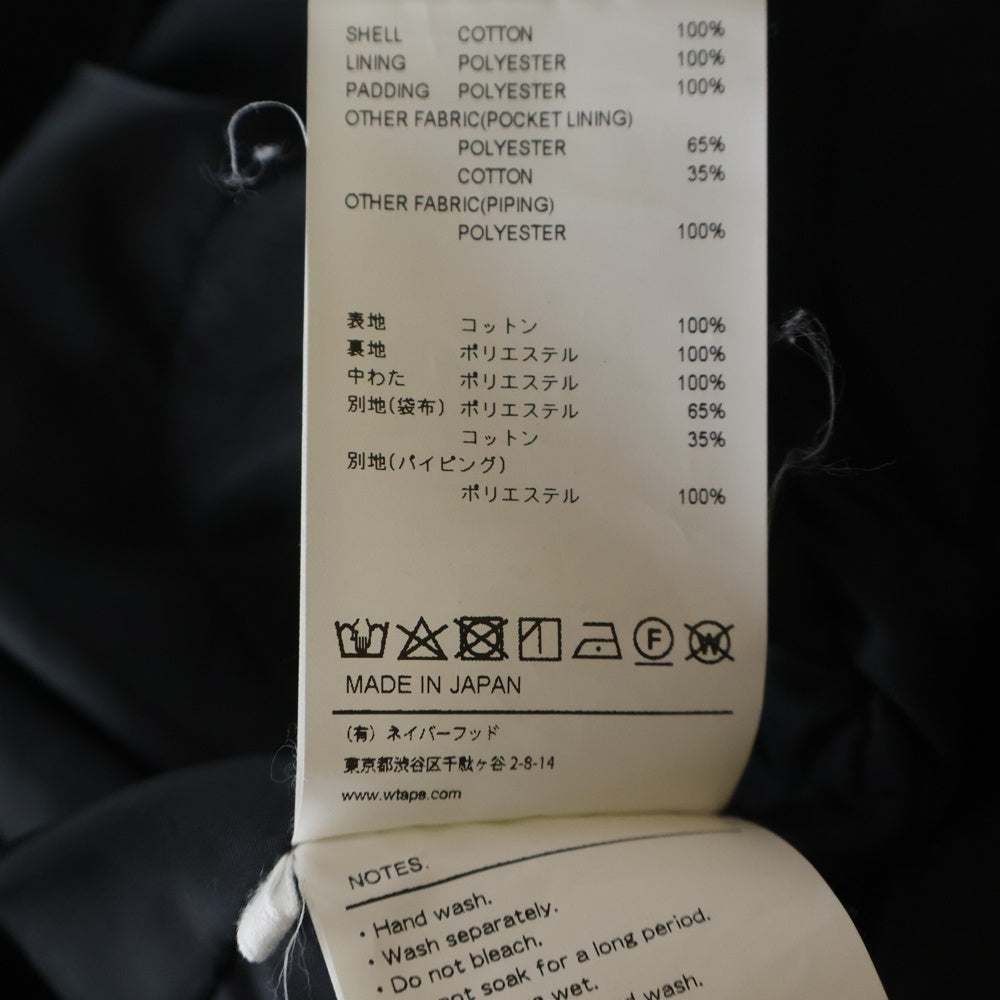 WTAPS(ダブルタップス) 20AW WSFM JACKET 裏地キルティング マルチポケット コットンツイル ミリタリージャケット ブラック 202WVDT-JKM01